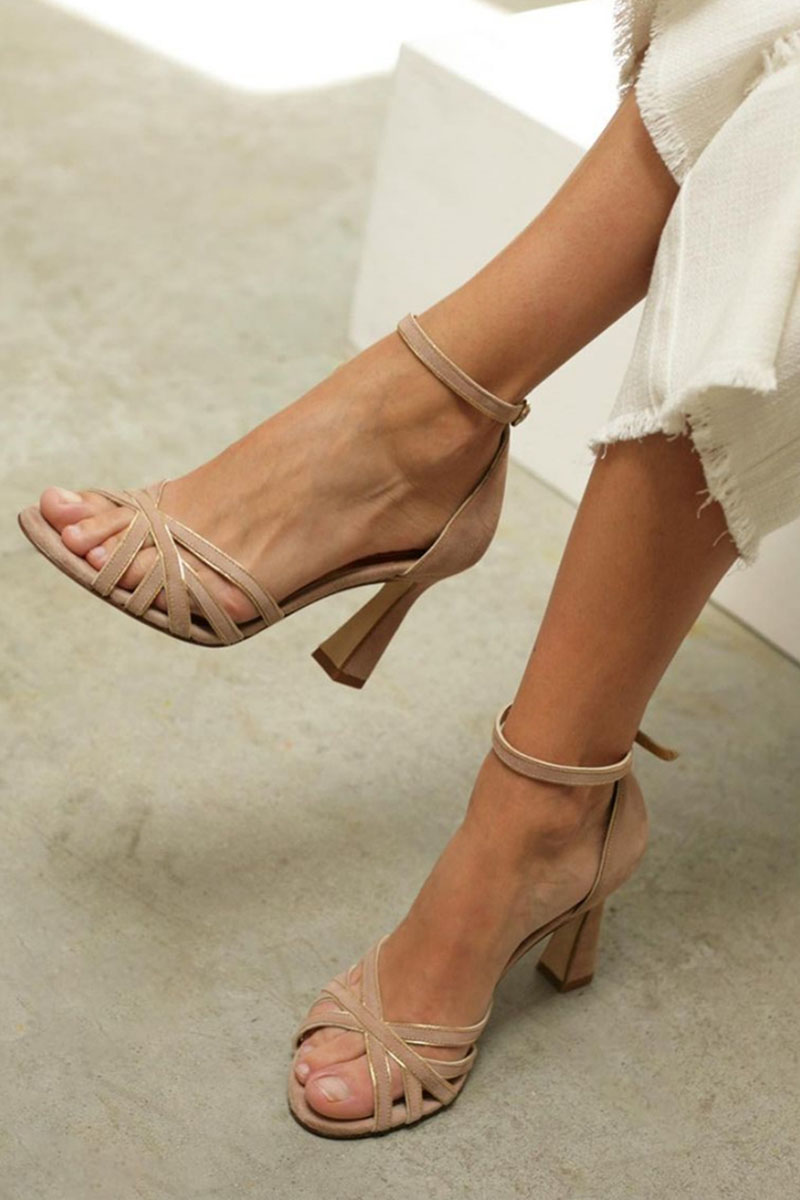EVA™ | Sandalias De Patchwork Con Tacón Delgado