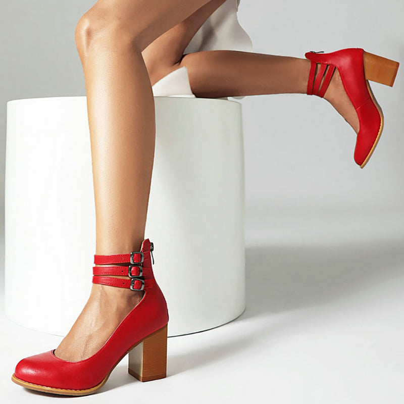 FRIDA™ | Sandalias Con Correa Al Tobillo Y Tacón Grueso