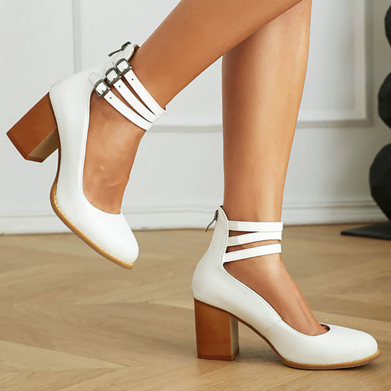 FRIDA™ | Sandalias Con Correa Al Tobillo Y Tacón Grueso
