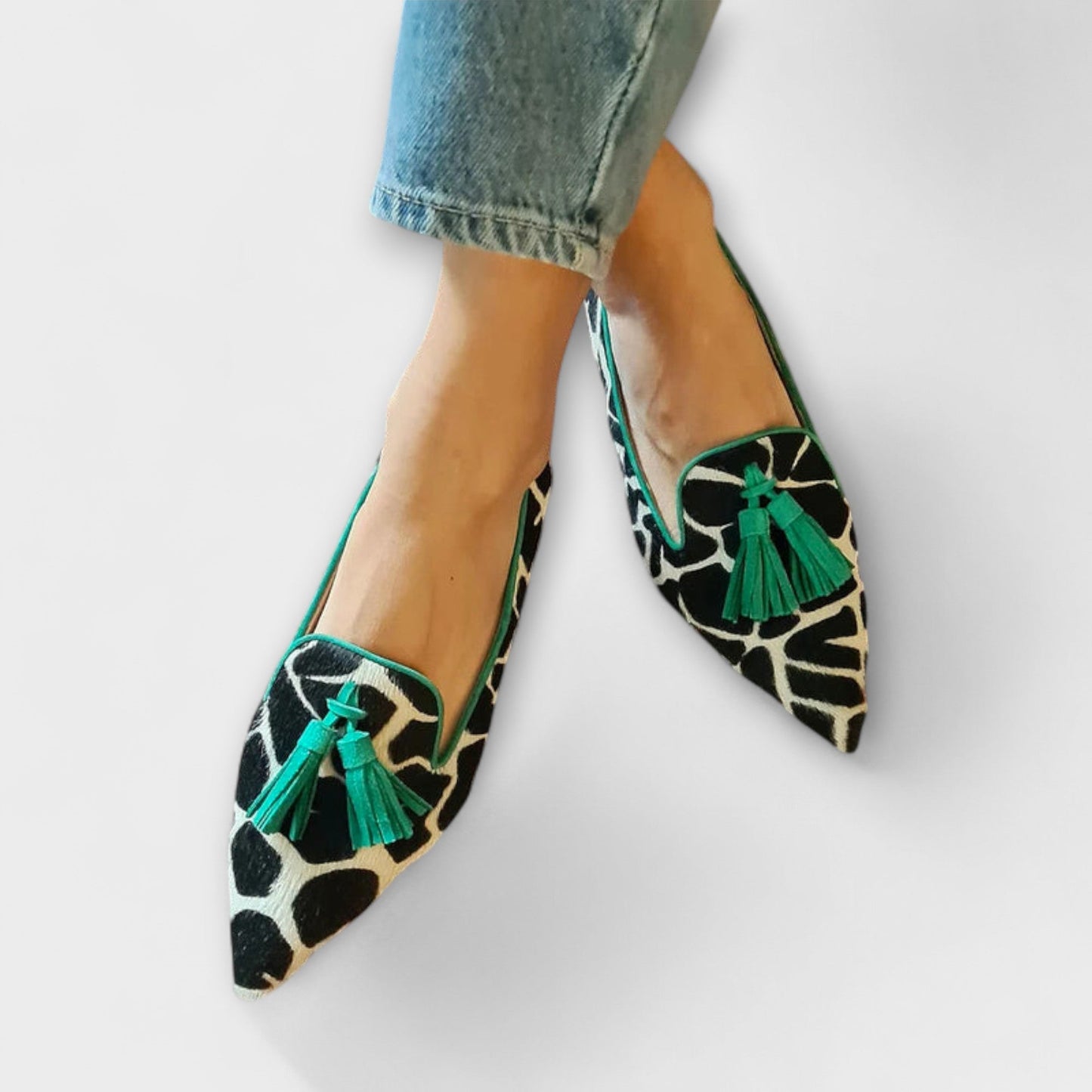 NINA™ | Mocasines Con Estampado Animal Y Borlas