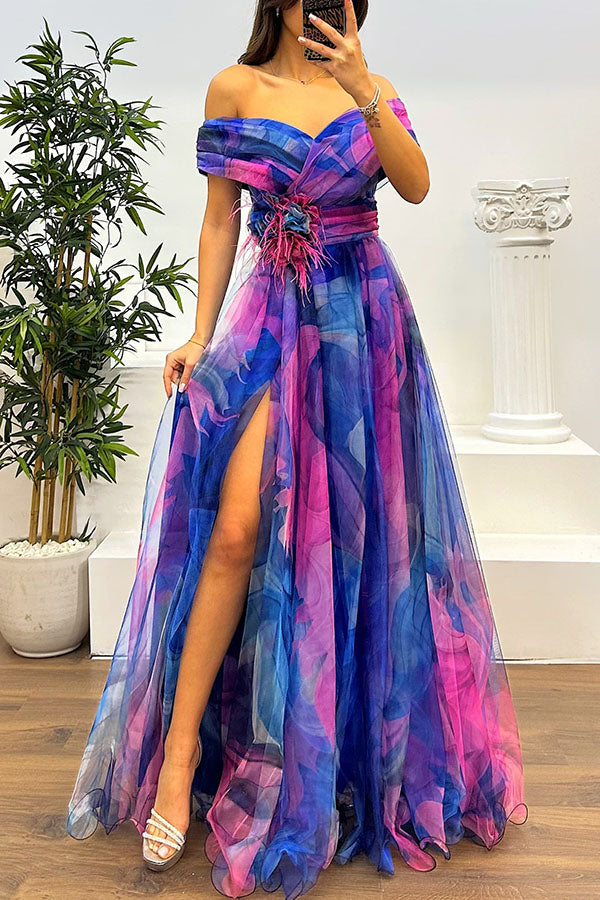 RENATA™ | Maxi Vestido De Tul Con Pliegues