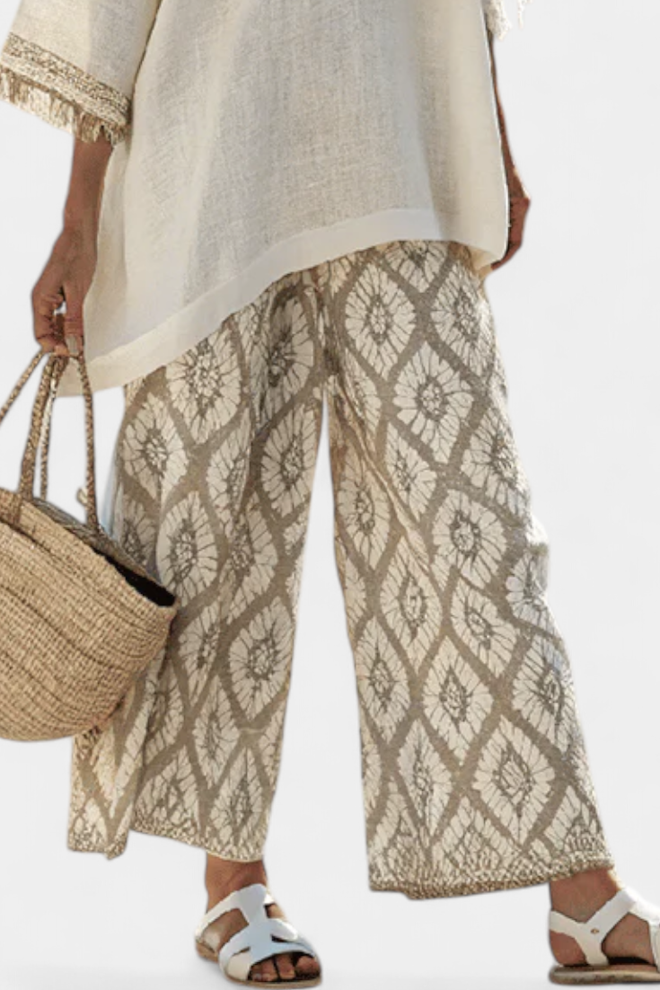 LUCIA LOPEZ™ | Conjunto Boho Chic De Blusa Suelta Y Pantalones Estampados