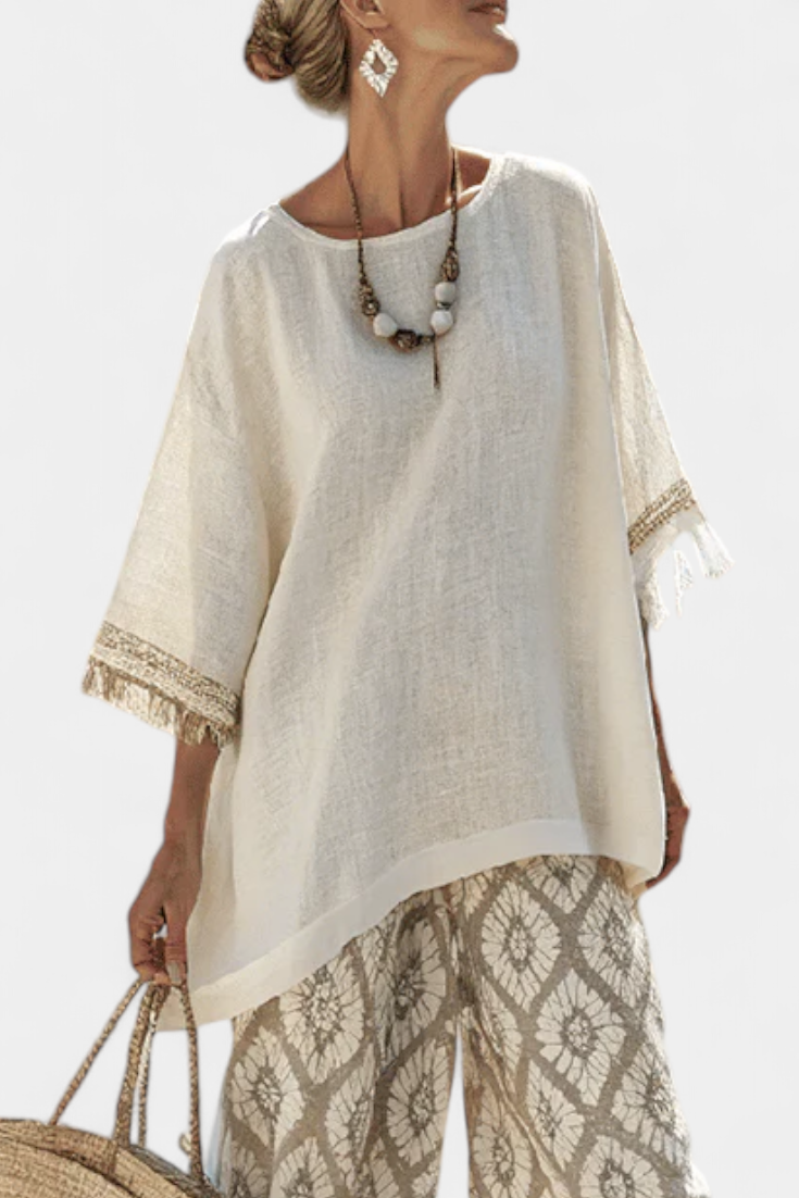LUCIA LOPEZ™ | Conjunto Boho Chic De Blusa Suelta Y Pantalones Estampados