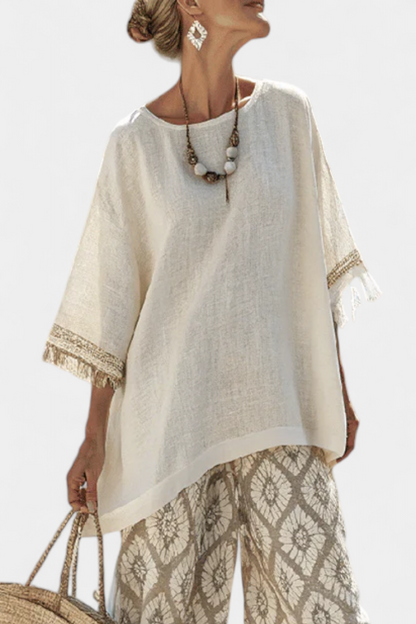 LUCIA LOPEZ™ | Conjunto Boho Chic De Blusa Suelta Y Pantalones Estampados