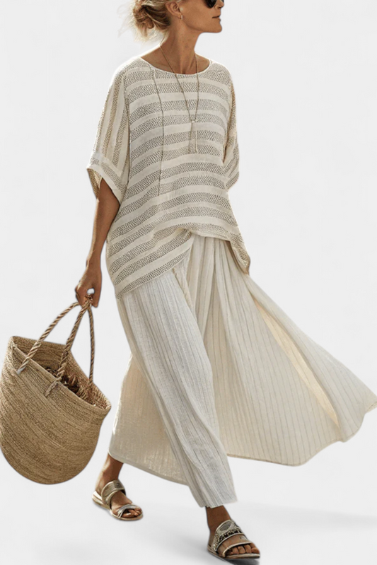 LUCIA LOPEZ™ | Conjunto Con Blusa A Rayas Y Falda