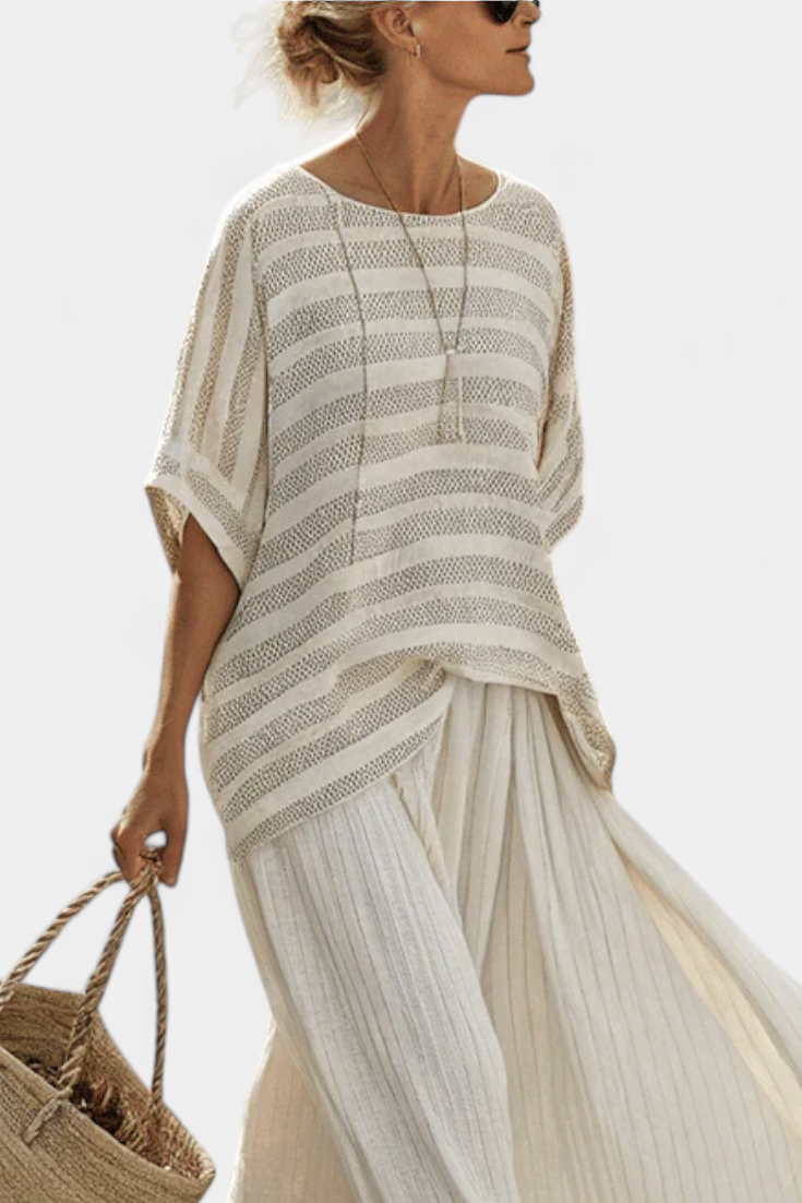 LUCIA LOPEZ™ | Conjunto Con Blusa A Rayas Y Falda