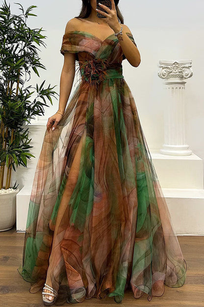RENATA™ | Maxi Vestido De Tul Con Pliegues