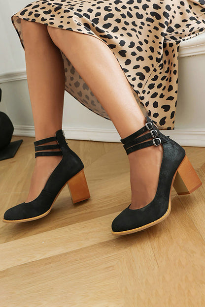FRIDA™ | Sandalias Con Correa Al Tobillo Y Tacón Grueso