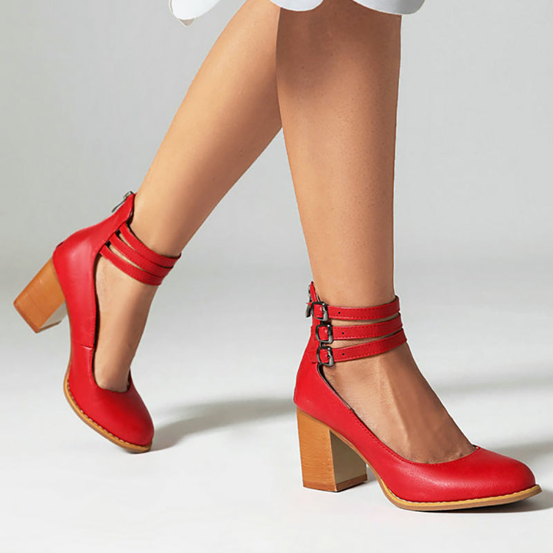 FRIDA™ | Sandalias Con Correa Al Tobillo Y Tacón Grueso