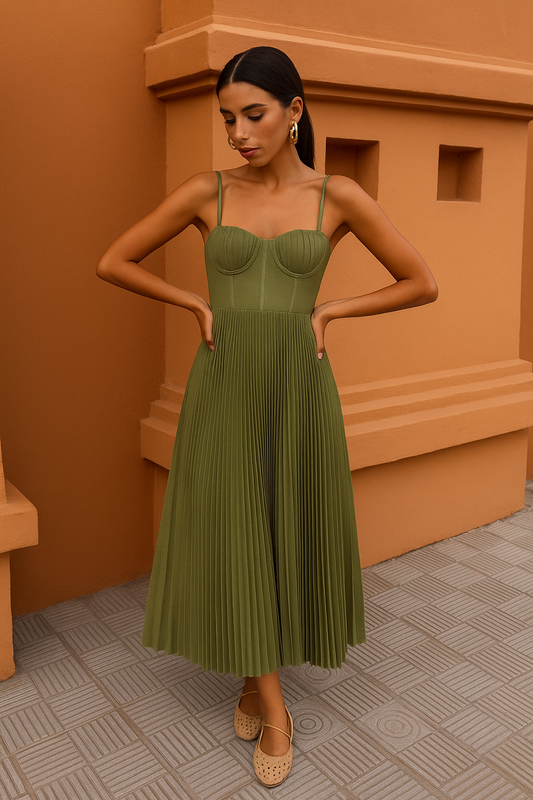 OLIVIA™ | Vestido Plisado Con Corsé