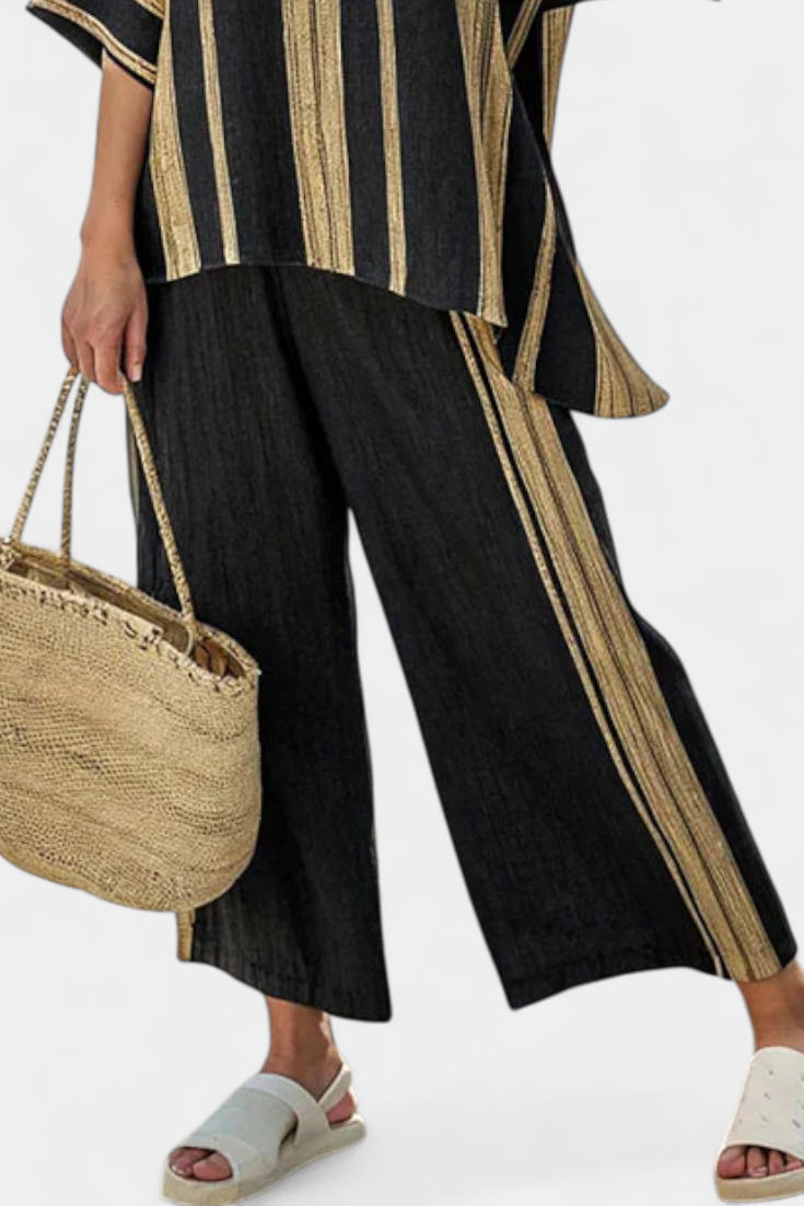 LUCIA LOPEZ™ |  Conjunto Oversize Con Rayas Verticales Y Silueta Suelta
