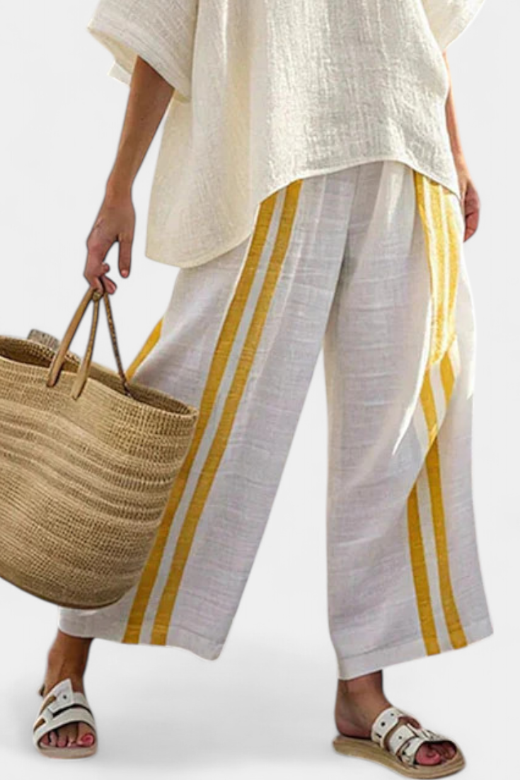 LUCIA LOPEZ™ |  Conjunto Mediterráneo Con Rayas Amarillas