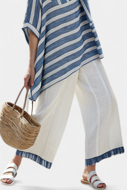 LUCIA LOPEZ™ |  Conjunto Mediterráneo De Rayas Azules