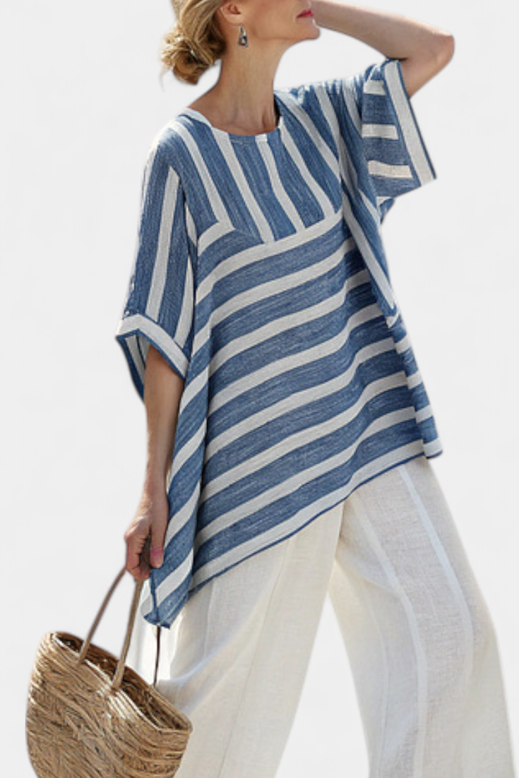 LUCIA LOPEZ™ |  Conjunto Mediterráneo De Rayas Azules