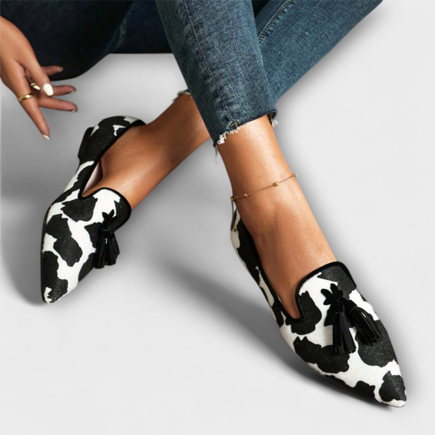 NINA™ | Mocasines Con Estampado Animal Y Borlas