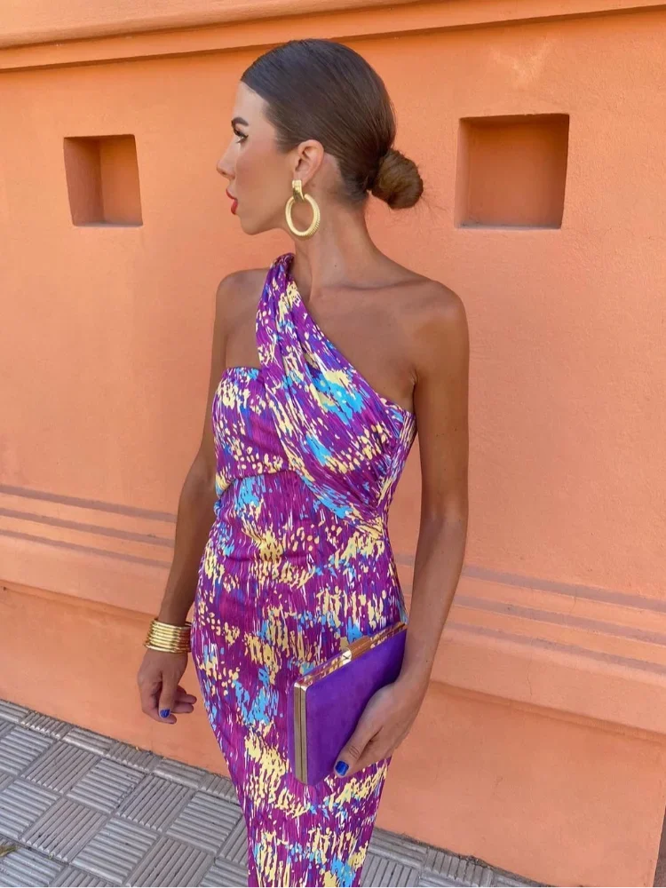 TATIANA™ | Vestido Colorido Con Escote Asimétrico