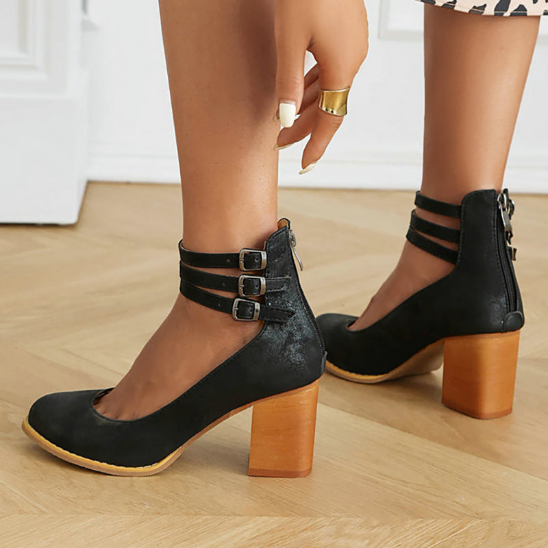 FRIDA™ | Sandalias Con Correa Al Tobillo Y Tacón Grueso