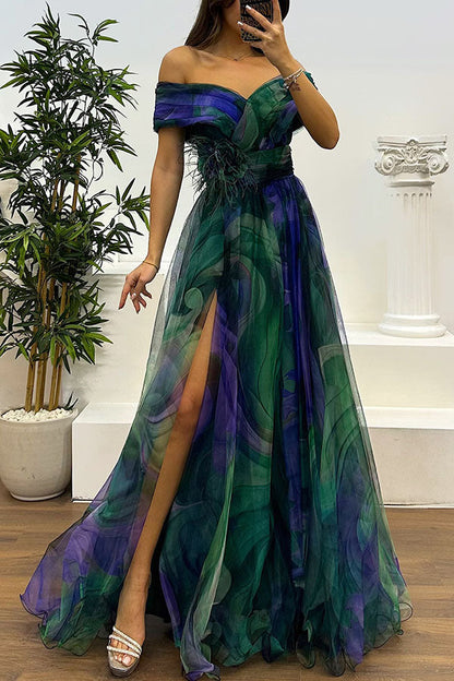RENATA™ | Maxi Vestido De Tul Con Pliegues