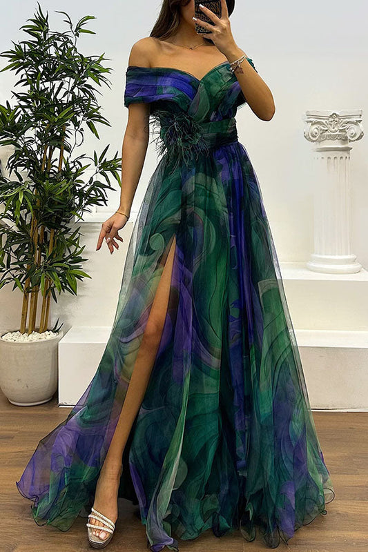 RENATA™ | Maxi Vestido De Tul Con Pliegues