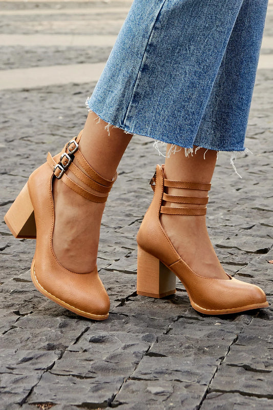 FRIDA™ | Sandalias Con Correa Al Tobillo Y Tacón Grueso