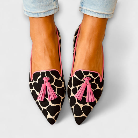 NINA™ | Mocasines Con Estampado Animal Y Borlas