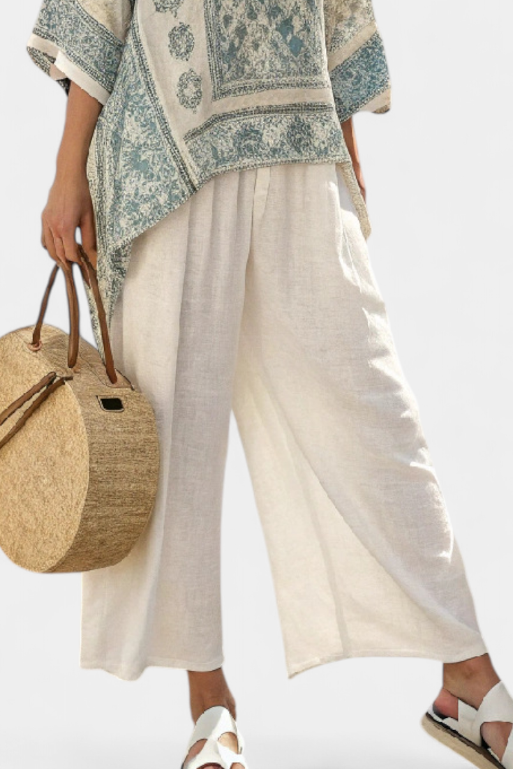 LUCIA LOPEZ™ |  Conjunto Boho De Blusa Estampada Y Pantalones Anchos