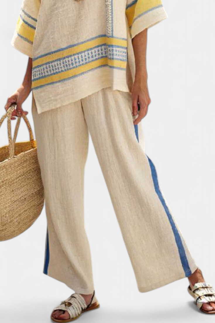LUCIA LOPEZ™ | Conjunto Mediterráneo Con Detalles En Azul Y Amarillo